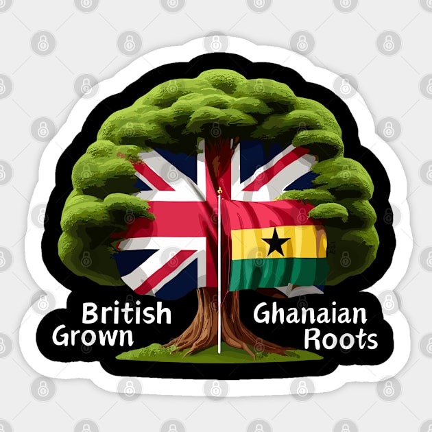 British Grown Ghanaian Roots Flag Sticker by Graceful Designs